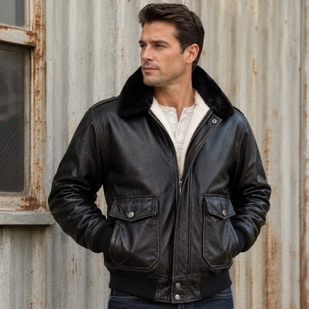 VTG Cooper Sportswear A-2 G-1 Flight Jacket Black Mens 48 XL Leather Bomber